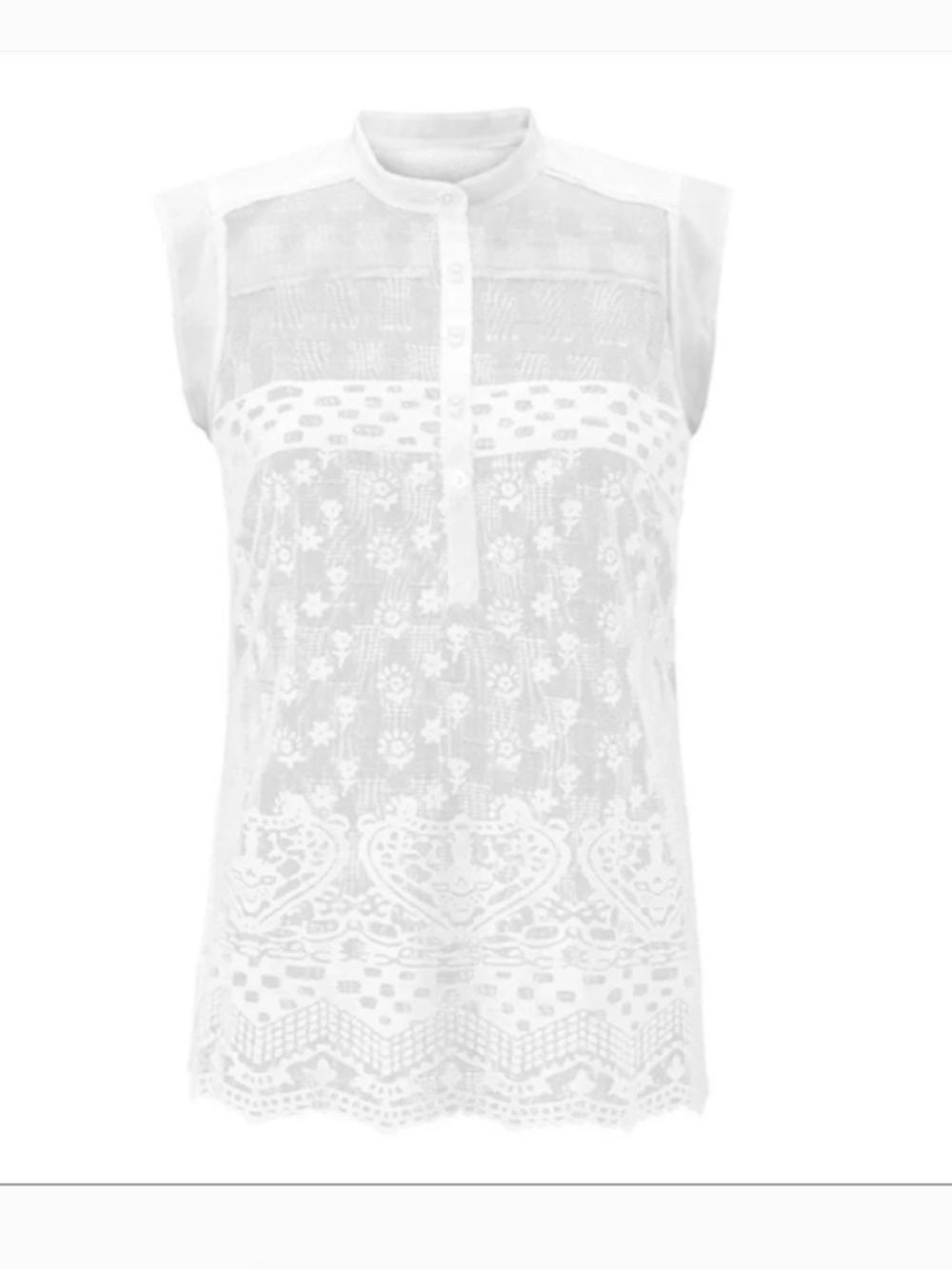 CAbi #5201 Prudence White Lace Mesh Sleeveless Tank Top Blouse Size Medium - Picture 2 of 13
